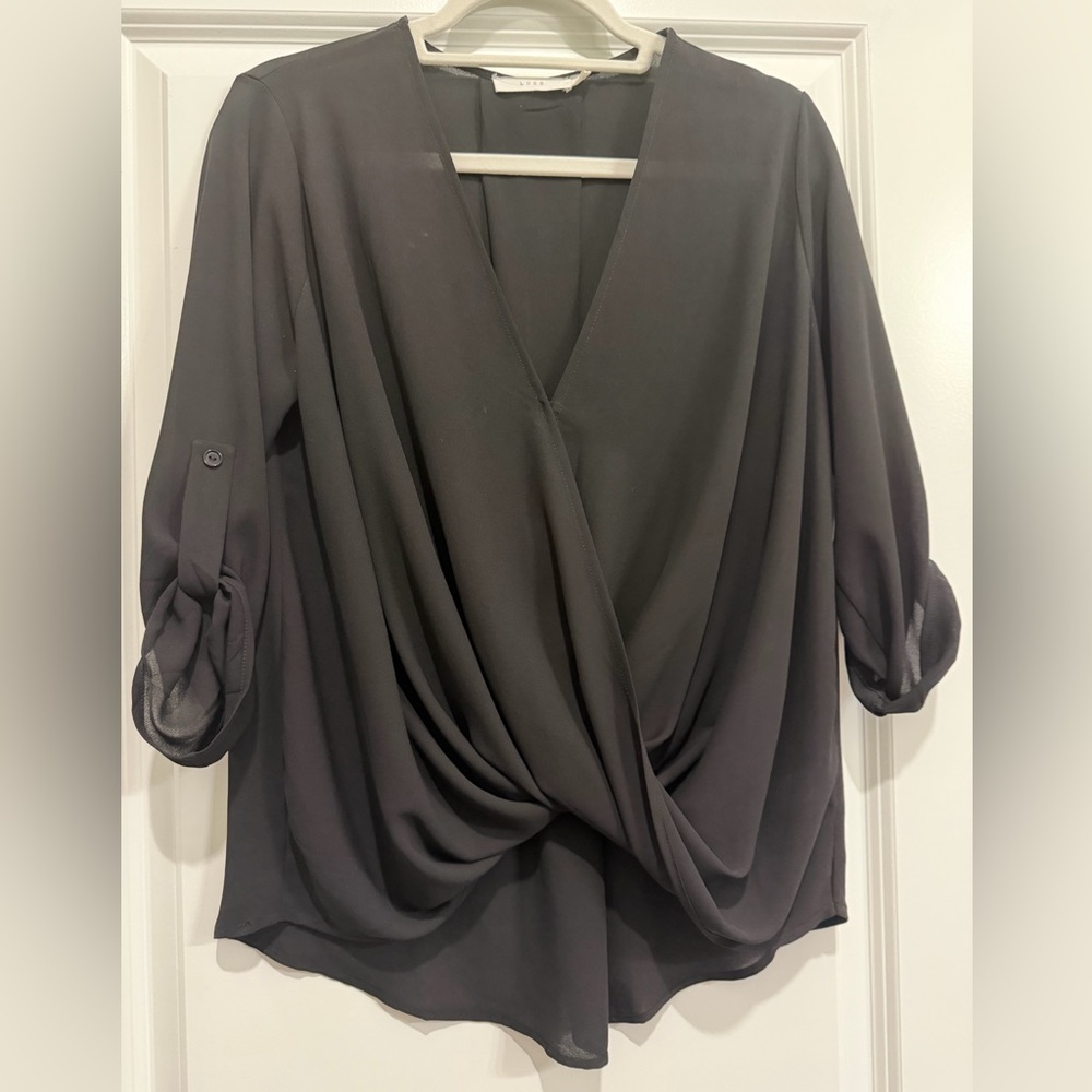 Black Drape Blouse with 3/4 sleeves